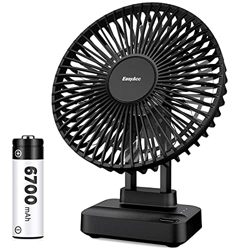 EasyAcc Ventilador de mesa con batería, 6700 mAh, ventilador con batería USB, portátil, silencioso, flujo de aire potente, ventilador ajustable de 90  características