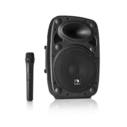 auna Streetstar - Equipo PA portátil, Altavoz DJ, Bluetooth, Puerto USB, SD, MP3, AUX, Batería 3 Ah, Pantalla LED, Micrófono UHF, Mando a Distancia, S características