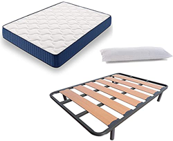 HOGAR24 ES Cama Completa - Colchón Viscoelástico Viscorelax + Somier Lama Ancha + 4 Patas de 32cm + Almohada de Fibra, 135x190 cm en oferta