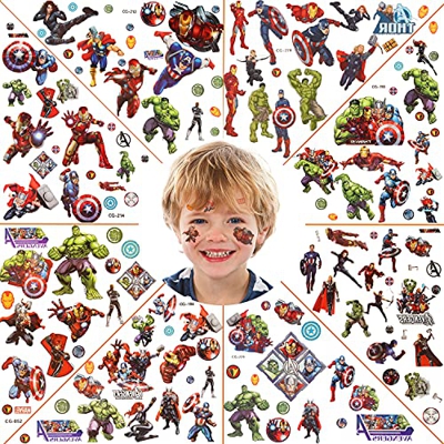 Tatuajes Temporales para Niños Niñas, Avengers Tatuajes Temporales, Tatuajes Falso de Avengers, Tatuajes para Niños, Tatuaje Pegatina Niños Cumpleaños