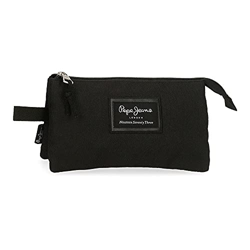 Pepe Jeans Aris Estuche Triple Negro 22x12x5 cms Poliéster en oferta