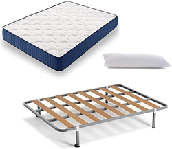 HOGAR24 Cama Completa - Colchón Viscoelástico Viscorelax Reversible + Somier Basic + 4 Patas, Regalo Almohada Fibersoft, 105x200cm en oferta