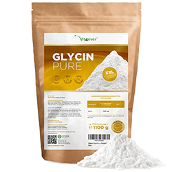 Glicina pura - 1100 g (1,1 kg) de polvo puro sin aditivos - Con cuchara dosificadora - 100% aminoácido glicina - Vegano precio