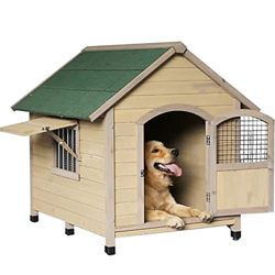 XYF Caseta para Perros Exterior de Madera, Mascota Casa de Perro, Casetas para Perros Grandes, medianos y pequeños, Refugio para Mascotas con Puertas  precio