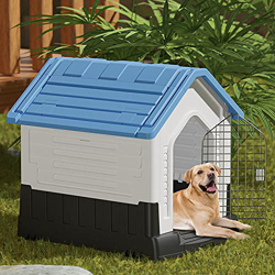 DHYBDZ Caseta para Perros de plástico Resistente de Gran tamaño de 42 Pulgadas, Refugio Exterior Impermeable para Perros Grandes, casa para Mascotas a precio