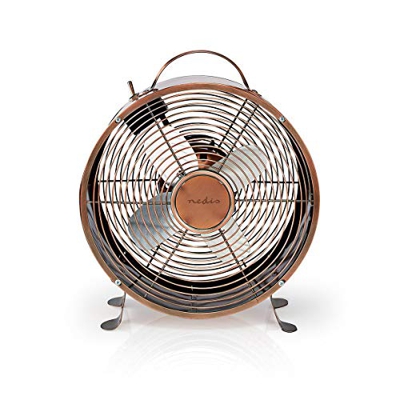 NEDIS Ventilador de Mesa Ventilador de Escritorio de Estilo Retro - Diámetro 25 cm - 2 Velocidades - Turquesa Cobre 1.50 m