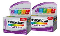 Multicentrum Mujer 50+ Complemento Alimenticio Multivitaminas con 13 Vitaminas y 11 Minerales, Sin Gluten, Pack de 90 y 30 Comprimidos en oferta