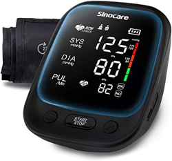 sinocare Tensiómetro de brazo, medición de pulso y presión arterial totalmente automática con detección de arritmias, pantalla LED grande y brazalete, características