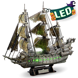 CubicFun Puzzle 3D LED Flying Dutchman Barco Pirata Maquetas para Construir Adultos, Maquetas de Barcos Fantasma de Iluminación Verde Puzzles 3D Kits  en oferta