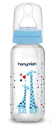 Biberón de cristal Hanymish Cam de 240 ml para bebés de 0 a 6 meses - (Azul)