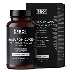 Ácido hialurónico premium con niacina y salicina - Cápsulas veganas de alta resistencia - 10 activos que incluyen zinc, cobre y riboflavina - Fuente d precio