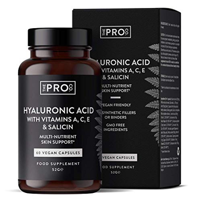 Ácido hialurónico premium con niacina y salicina - Cápsulas veganas de alta resistencia - 10 activos que incluyen zinc, cobre y riboflavina - Fuente d