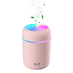 Humidificador Mini Portátil, Humidificador Silencioso 300ml Niebla Ajustable Función Apagado Automático, alimentación USB Luz Nocturna LED de 7 colore en oferta