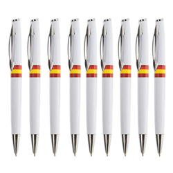 Set 50 unidades BOLIGRAFO BANDERA ESPAÑA. Boligrafo de bola con apertura giratoria de color blanco y bandera españa. precio