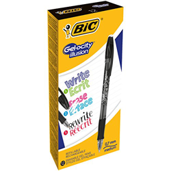 BIC Gel-ocity Illusion bolígrafos de Gel Borrables punta media (0,7 mm) – Negro, Caja de 12 unidades en oferta