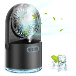 Mini Ventilador con Niebla, USB Ventilador de Mesa, 3 Velocidad del Viento y 2 Modos de Rociado, 7 Colores Luz Nocturna, Ventilador de Escritorio Adec precio