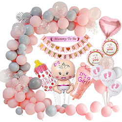 weeyin Baby Shower Decoracion Niña, Rosado Globo Nacido Bebé Adorno Baby Shower Niña, Baby Shower Banner, de Decoracion para Baby Shower Niña Globo Re precio