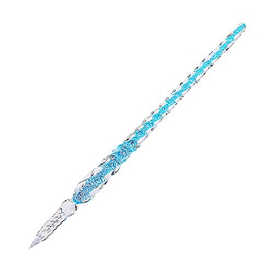 Molshine Pluma de Inmersión de Vidrio de Vidrio de Borosilicato Alta Hecha a Mano Pluma de Firma de Vidrio Regalo de Negocios (Azul)