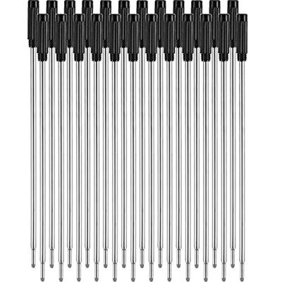 24 Piezas de Recambios de Bolígrafos de Punta de Bola Reemplazables Negros Escritura Lisa 4,5 Pulgadas (11,6 cm) y 1 mm Punta Medium (Negro)