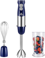 ACOQOOS Batidora de mano de 1000 W, 3 en 1, batidora eléctrica de alto rendimiento, 6 velocidades ajustables para batidos, sopas, yogur, salsas, alime características