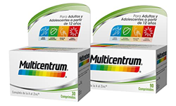 Multicentrum Complemento Alimenticio Multivitaminas con 13 Vitaminas y 11 Minerales, Sin Gluten, para Adultos y Adolescentes a Partir de 12 Años, Pack precio