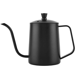 Cafetera de pico largo y estrecho, hervidor de café de cuello de cisne largo de acero inoxidable de 550 ml con tapa para el hogar, cocina, cafetería características