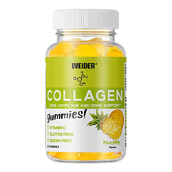 Weider Collagen Gummies. Gominolas de Colágeno. Sin Azúcares y Sin Gluten. 50 gummies. Sabor piña. precio