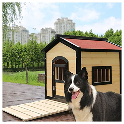 TYX Casetas para Perros Exterior Prueba Agua 78 × 85 × 88Cm, Perrera Casetas Perros Exterior Casa Perros Madera, para Pastor Samoyedo Husky Gato,78×85