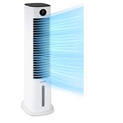 Klarstein Skytower Grand Smart - Enfriador de aire, Purificador, Humidificador, Wifi, Control por App, Caudal de aire 480 m³/h, Potencia 80 W, Depósit