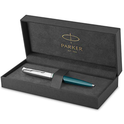 Parker 51 bolígrafo | cuerpo azul verdoso con adorno cromado | punta mediana con recambio de tinta negra | estuche de regalo precio