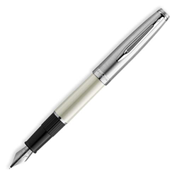 Waterman Emblème Pluma Estilográfica, Blanco (Ivory and Chrome Trim), Punta Mediana en oferta