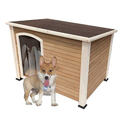 Casetas Perros Exteriores Madera Maciza Prueba Agua, Casa Perros Casetas Perros Al Aire Libre Madera, para Golden Retriever Teddy Cat Pet,Blanco,33.46 en oferta