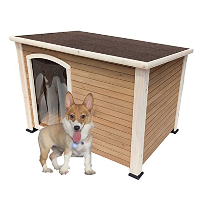 Casetas Perros Exteriores Madera Maciza Prueba Agua, Casa Perros Casetas Perros Al Aire Libre Madera, para Golden Retriever Teddy Cat Pet,Blanco,33.46