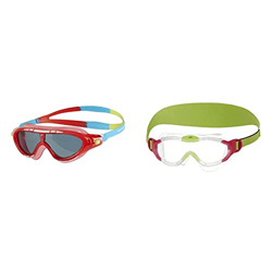 Speedo Biofuse Rift Gafas De Natación, Unisex Niños, Rojo Lava/Azul Japón/Humo + Biofuse Sea Squad Mask Infants Gafas De Natación, Infant Unisex, Azul en oferta