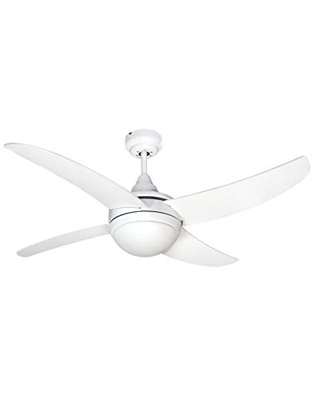 TODOLAMPARA - Ventilador de techo con luz y motor DC modelo OSIRIS Blanco, control remoto, 6 velocidades, 4 aspas, 2 portalámparas E27, silencioso, ba