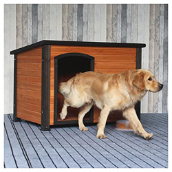 Casetas Perros Exteriores Madera Maciza Prueba Agua, Casa Perros Casetas Perros Al Aire Libre Madera, para Golden Retriever Teddy Cat Pet,Marrón,45.66 en oferta