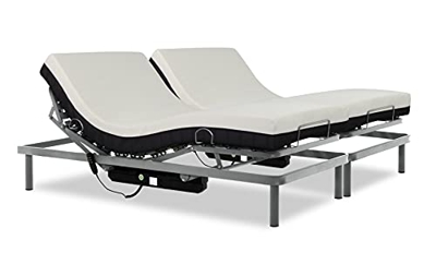 Gerialife® Cama articulada de Matrimonio Reforzada con colchón ortopédico viscoelástico 20 cm (210x200, Mando por Cable)