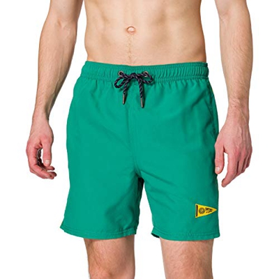 Superdry Varsity Swim Short Bermudas, Color Verde Campus, L para Hombre