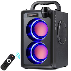 Altavoz Bluetooth de 20 W, A20, caja de música portátil, con subwoofer, radio FM, luces LED, EQ, alcance de 30 metros, Bluetooth 5.0, altavoz estéreo  precio