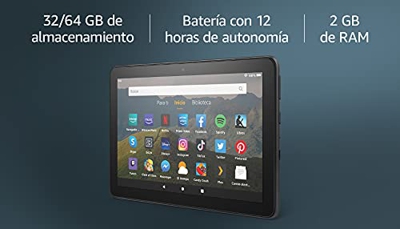 Tablet Fire HD 8, pantalla HD de 8 pulgadas, 64 GB (Negro) - Con publicidad