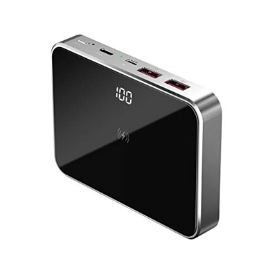 Prestigio Graphene PD Batería Externa Inalámbrica 20000 mAh - Carga Rápida Qi - Batería Portatil USB C, 2 Puertos USB 3.0, Metal y Vidrio Templado