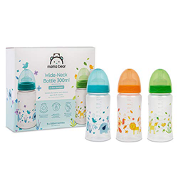 Marca Amazon - Mama Bear Biberón de cuello ancho 300 ml, 3 piezas características