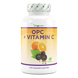 OPC Extracto de Semillas de Uva + Vitamina C - 1050 mg por dosis diaria (2 cápsulas) - OPC de uvas europeas probado en laboratorio - Dosis alta - Vega en oferta