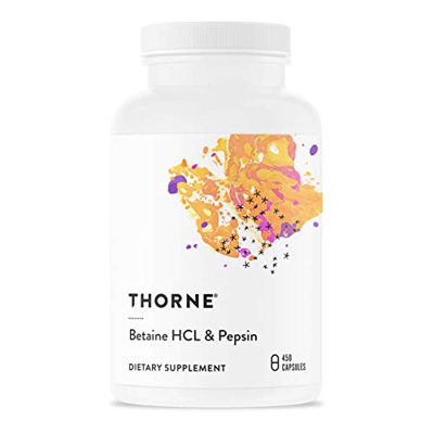 Thorne Research - Betaine HCL and Pepsin - Digestive Enzymes for Protein Breakdown and Absorption - 450 Capsules