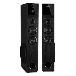 auna Line 200A - Altavoces de Torre de 3 vías, Potencia 2 x 80 W RMS, Subwoofer Lateral, Pantalla LED con Botones, Bluetooth, USB, Ranura SD, 2 x entr en oferta