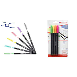 Edding 1200 – Rotuladores de pastel – Punta redonda 1 mm – Juego de 6 + 1200NEON4 - Blister con 4 rotuladores, color neón en oferta