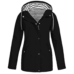 CNBOY Chubasquero con capucha, impermeable, ligero, para mujer, cortavientos, prenda ideal para exteriores (Negro, L) en oferta