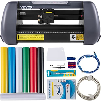 VEVOR Máquina de Plotter de Corte 375 mm 10-800 mm/s Plotter de Corte de Vinilo 58,4 x 24,1 x 15,2cm Pantalla Táctil Inteligente 16 MB Software SignMa