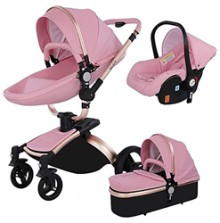 Sillas de paseo Cochecito de bebé 3 en 1 Triciclo Baby Walker Cochecito de alto paisaje Cochecitos plegables Carrito de bebé para bebé 0-36 meses (Ros precio