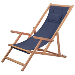 Festnight Silla de Playa Jardin Tumbonas Plegable 3 Posiciones Ajustables con Almohada Azul precio